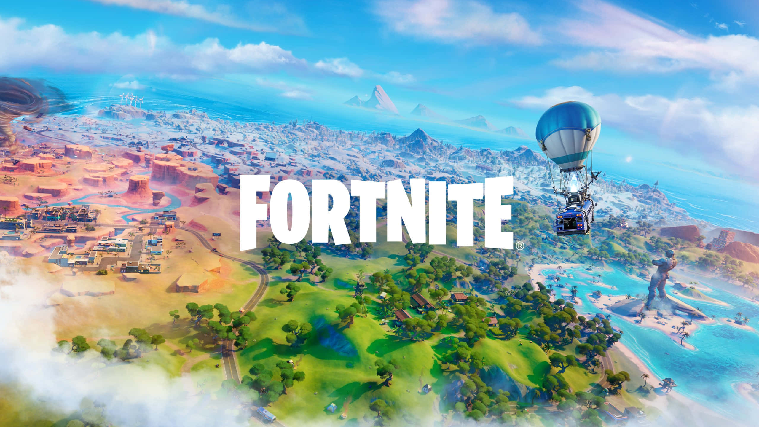 fortnite - місто з повітряною кулею Шпалери