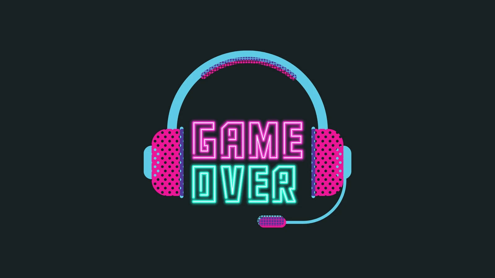Крутий неоновий ігровий десктоп "Game Over" Шпалери
