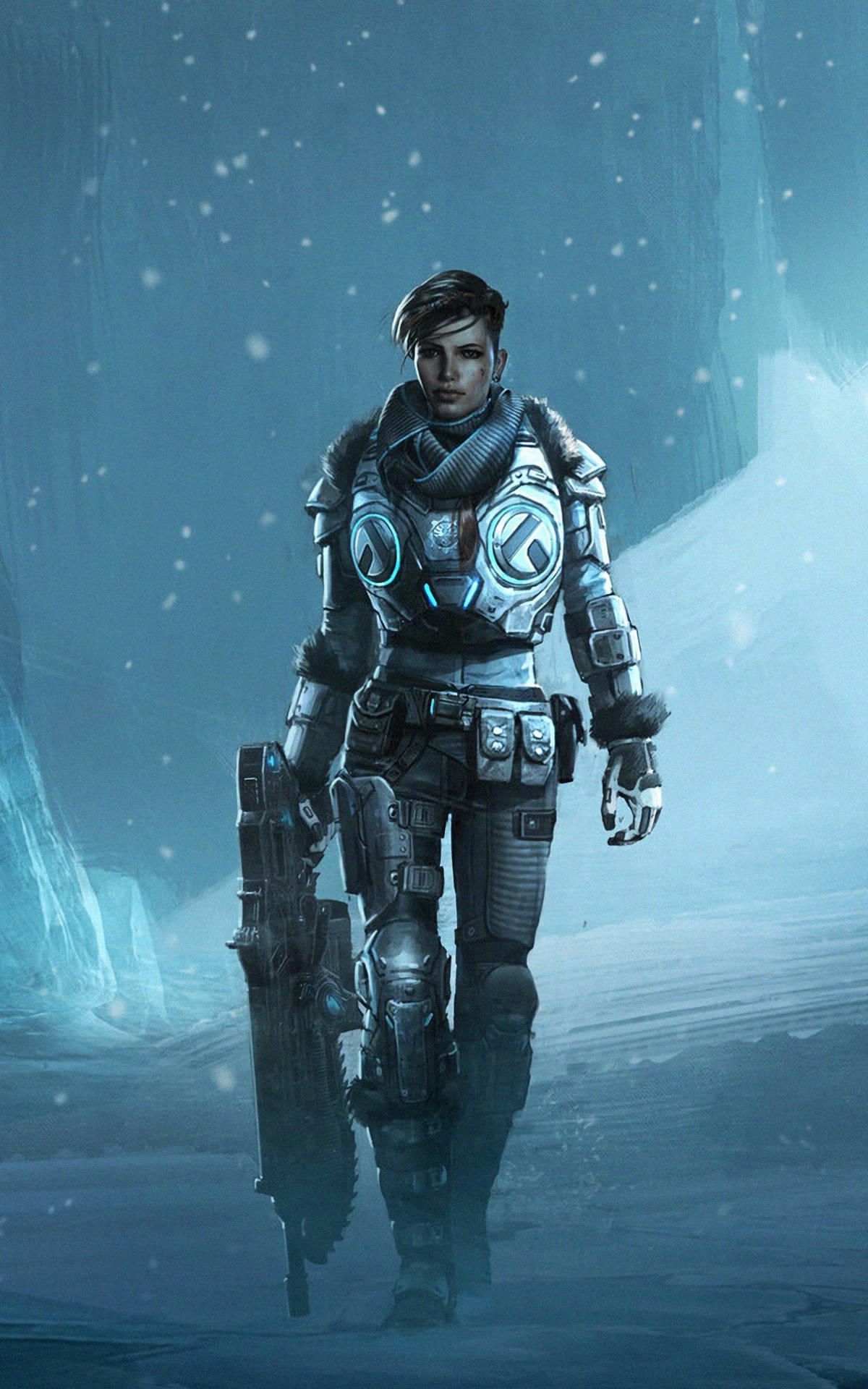 Кейт Діаз іде Gears 5 Телефон Шпалери