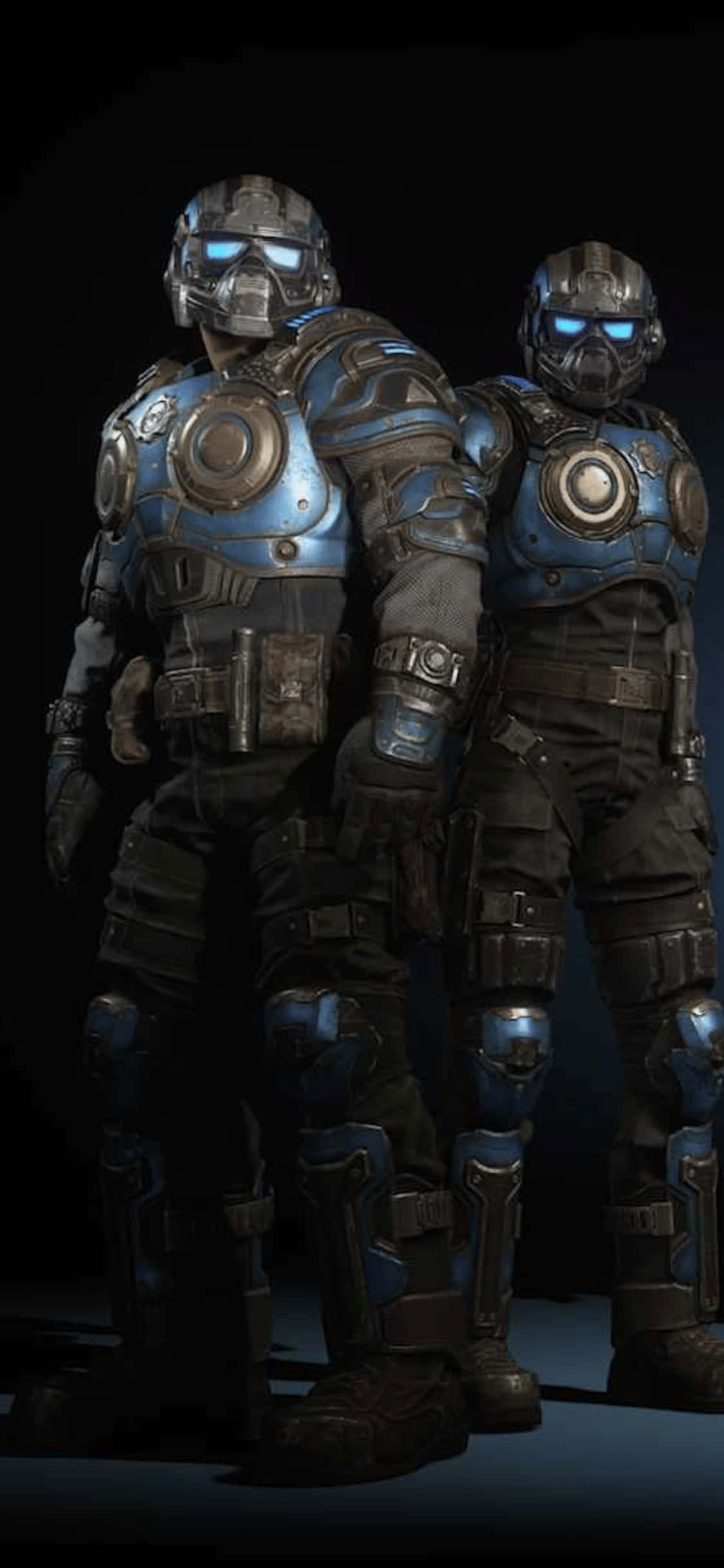два чоловика в синих костюмах Gears of War стоят рядом Шпалери
