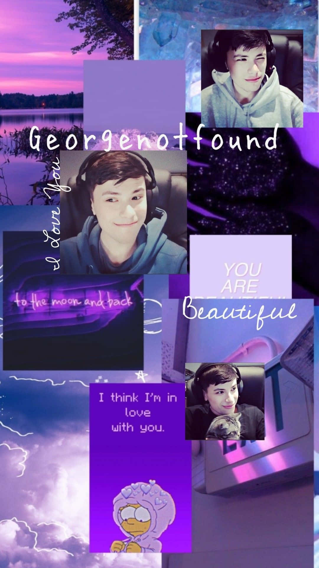 GeorgeNotFound Неонова Фіолетова Фотоколлаж Шпалери