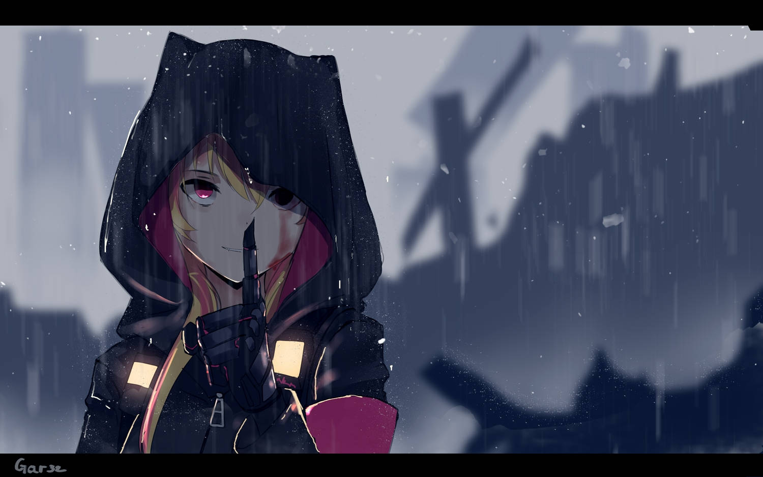 Дівчина в худі з аниме Girls' Frontline Шпалери