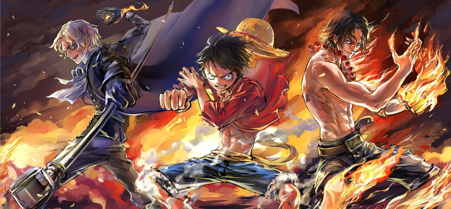 Google Аніме Полум'яний One Piece Шпалери