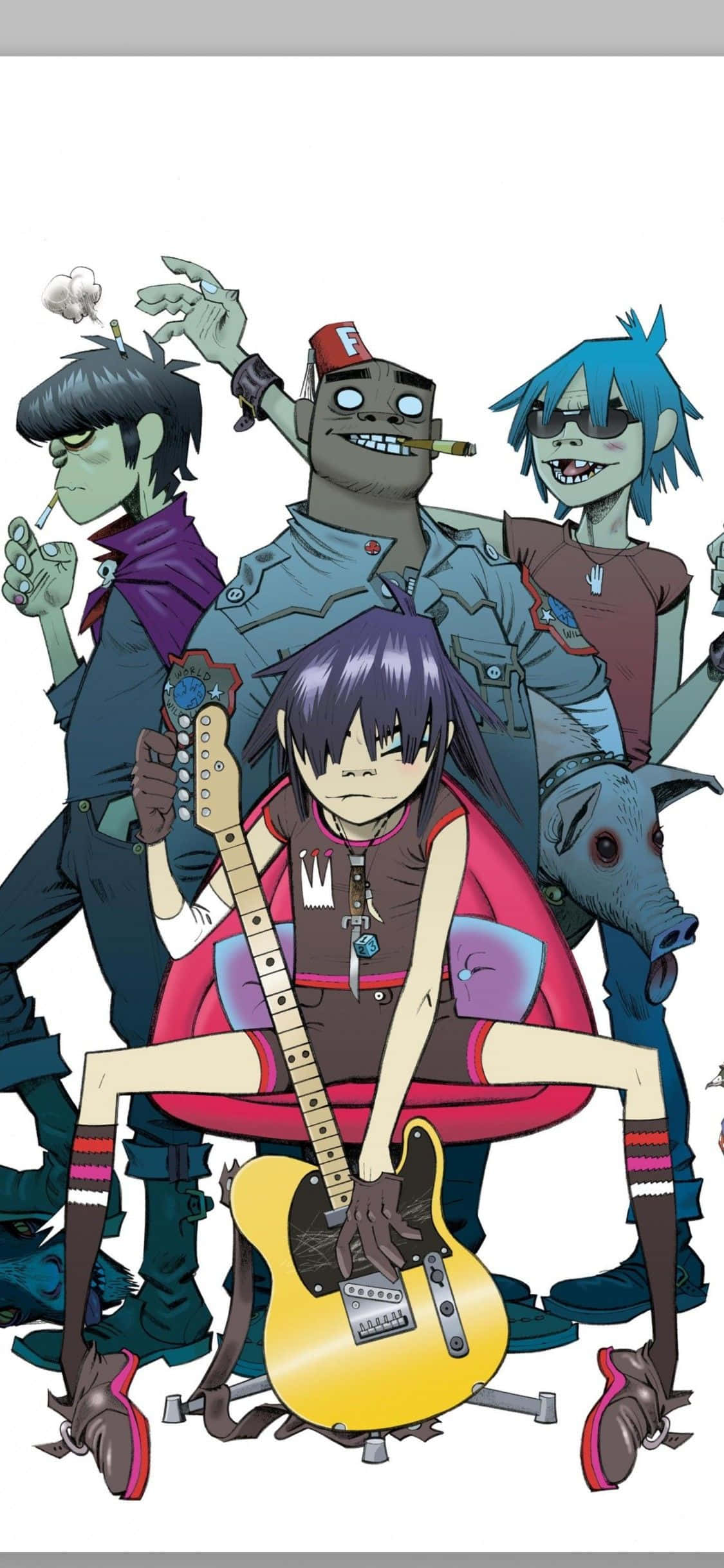 Gorillaz iPhone Участники группы Нудл в центре Шпалери