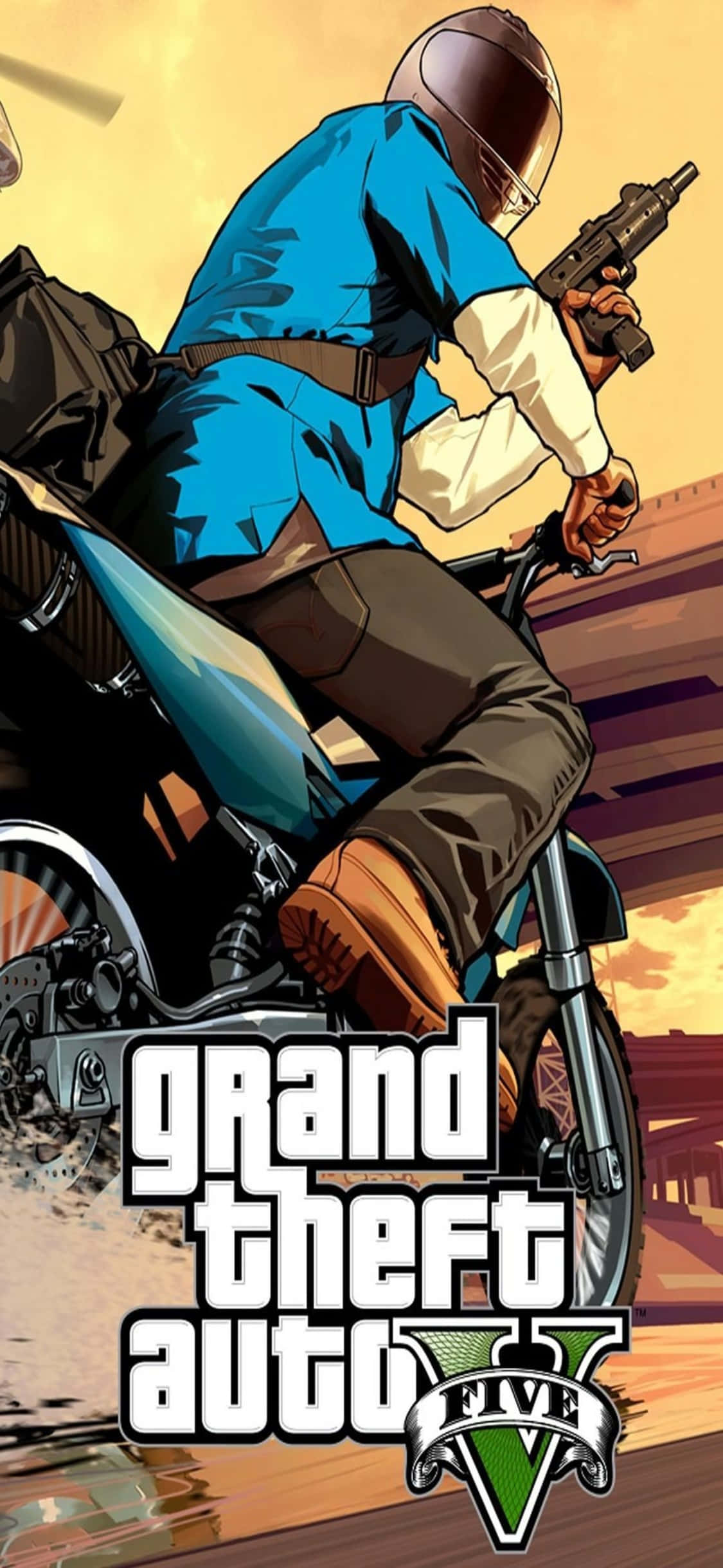 Фон Grand Theft Auto V для iPhone X с мотоциклом Шпалери