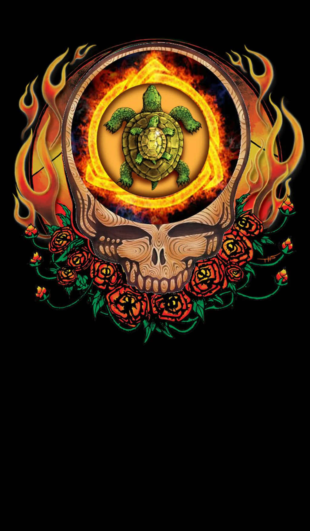 Череп с черепахой как Grateful Dead iPhone Шпалери