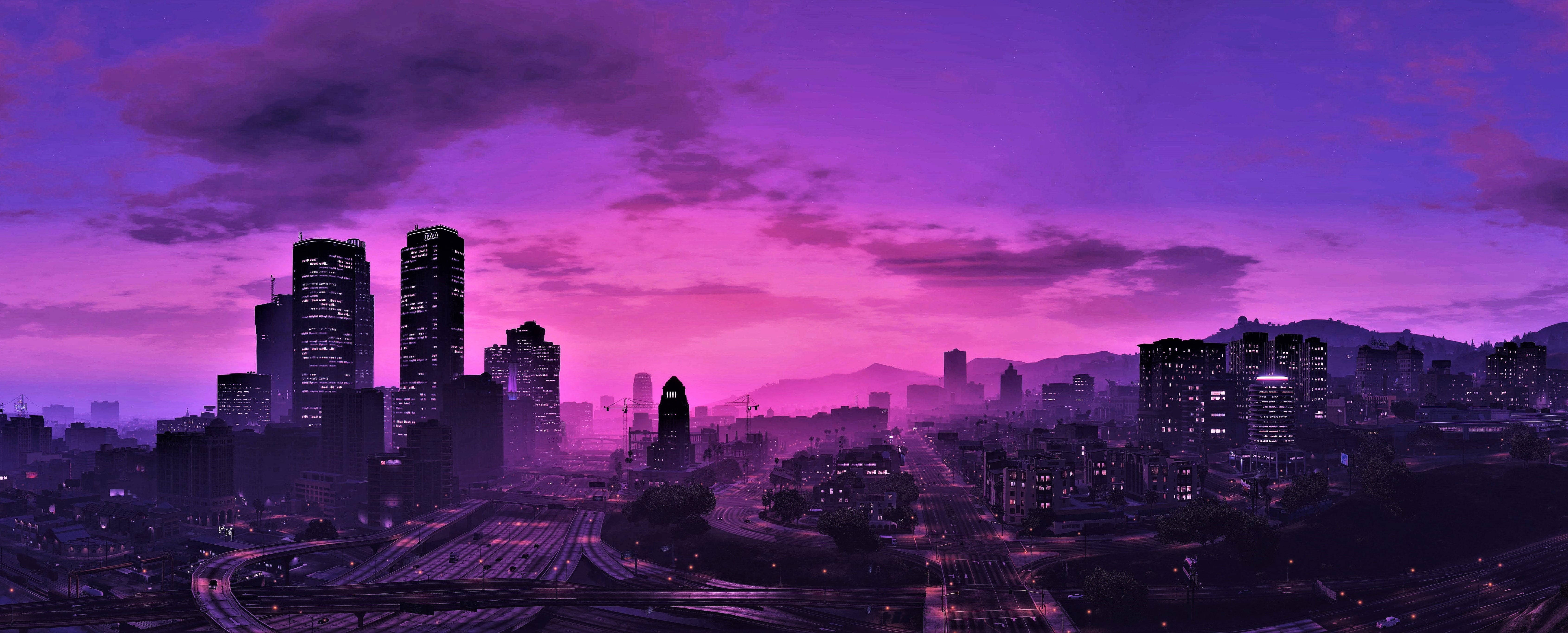 GTA 5 Фіолетовий горизонт 1080p Ігровий Шпалери