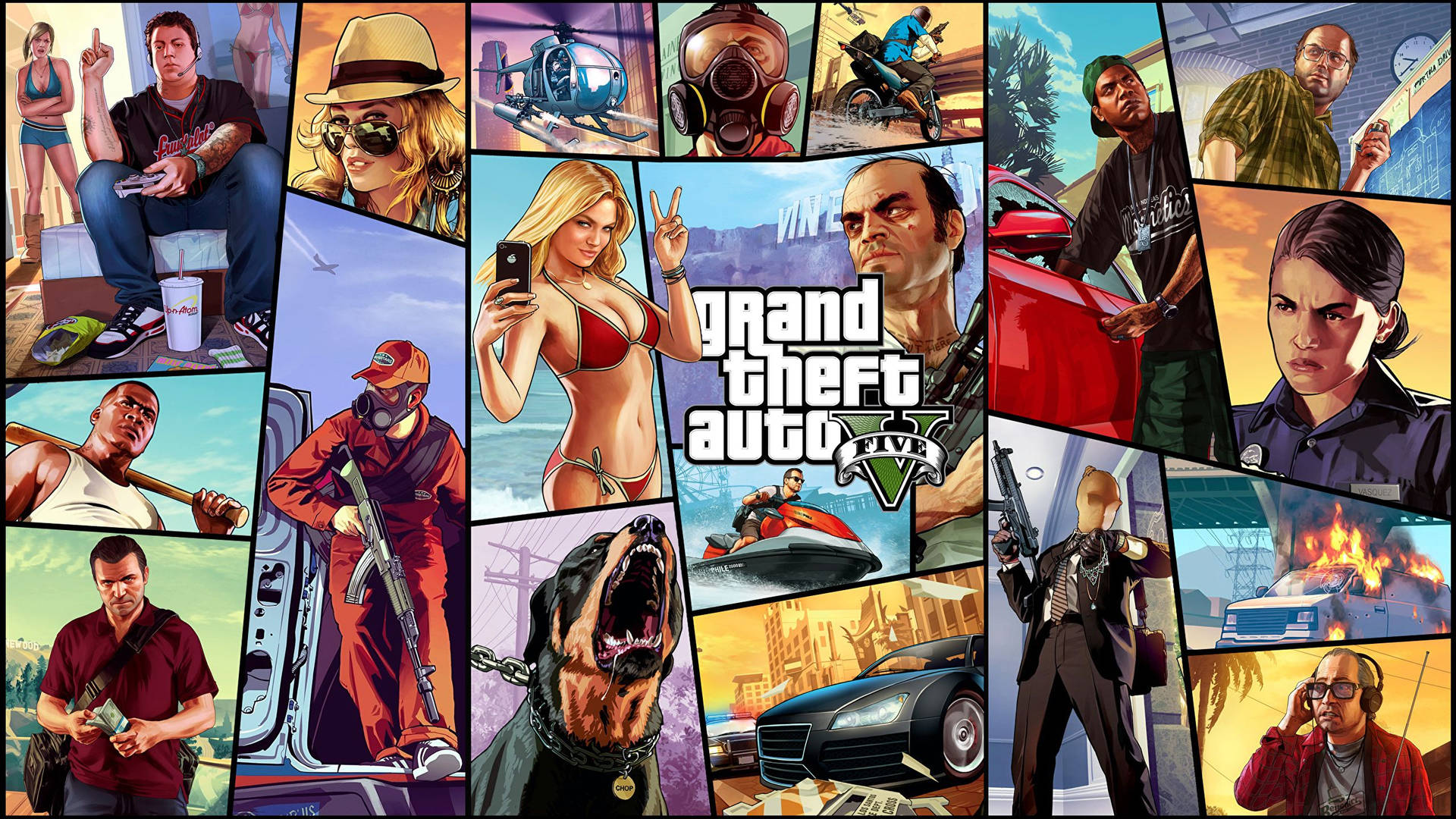 GTA 5 2560x1440 плитковий колаж Шпалери