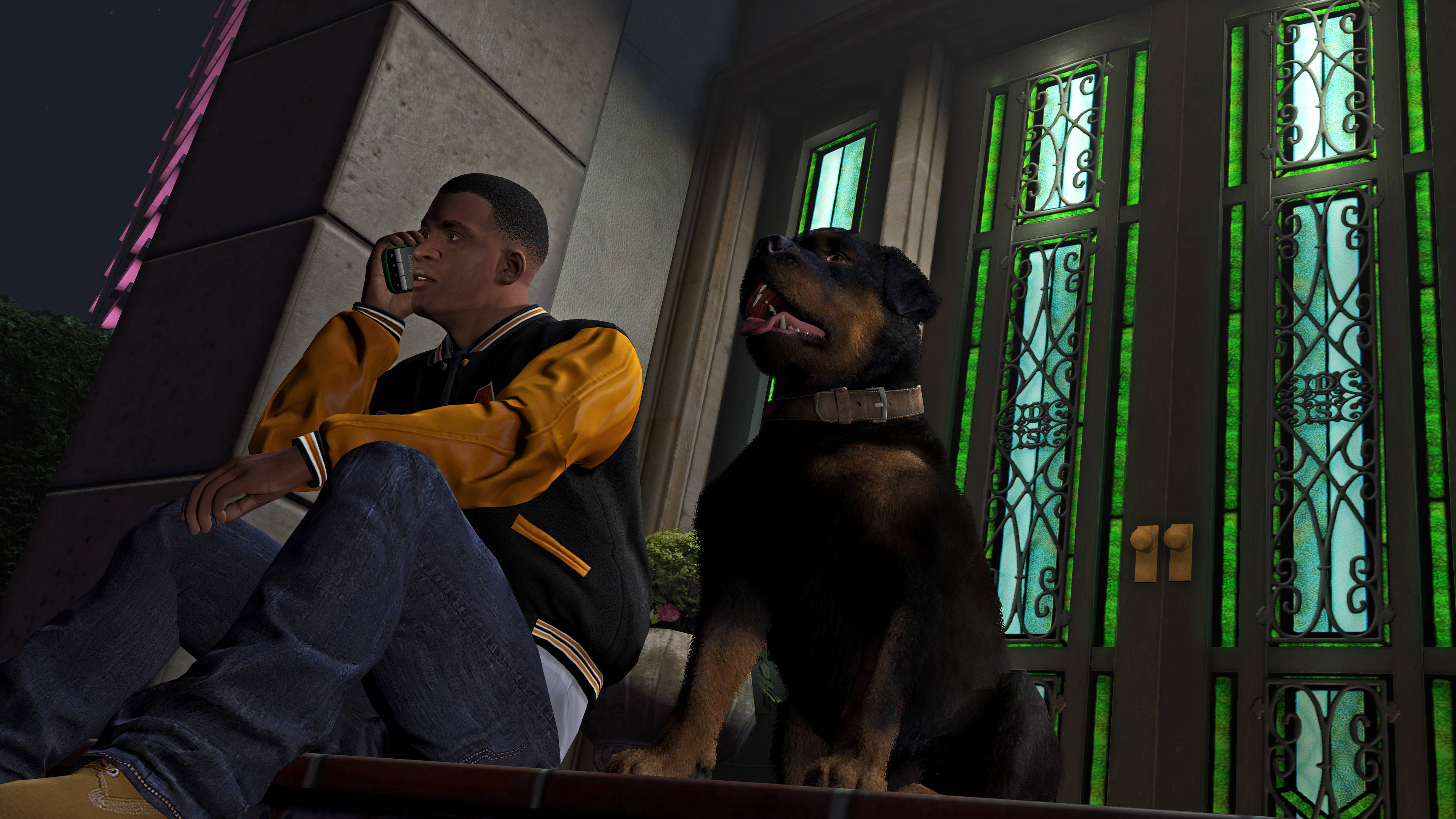 Крутий хлопець із GTA та собака Шпалери