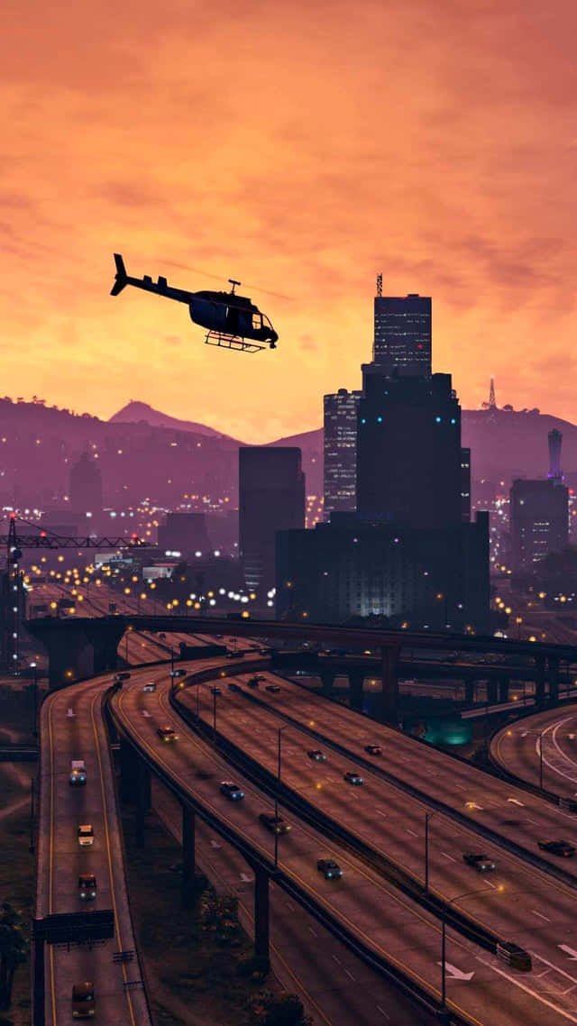 Фон GTA: Вертолет над Лос-Сантосом Шпалери