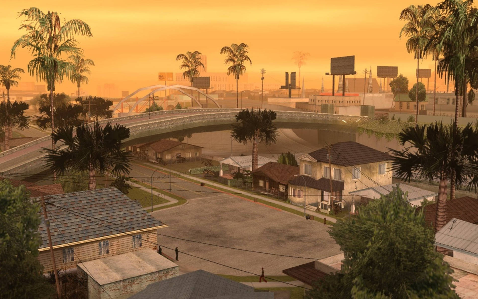 GTA SA 4K Місто на заході сонця Шпалери