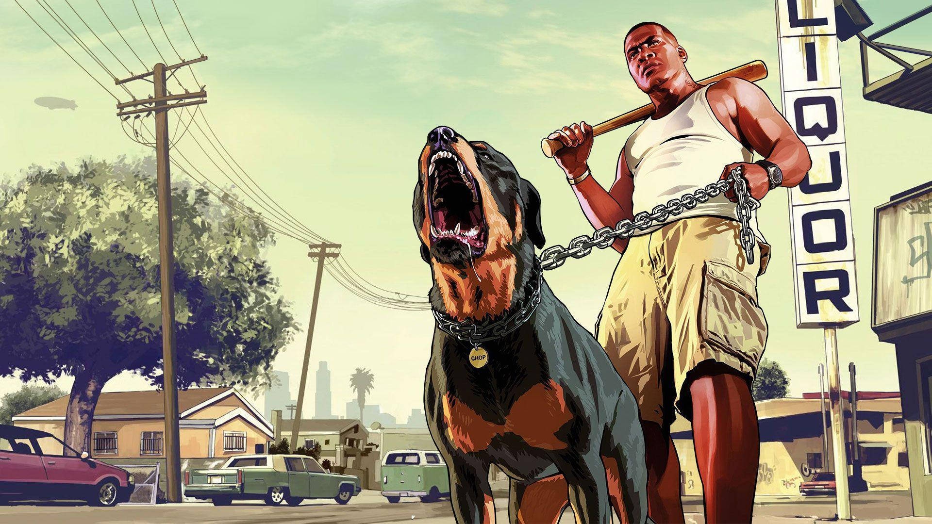 GTA SA 4K Карл Джонсон і собака Шпалери