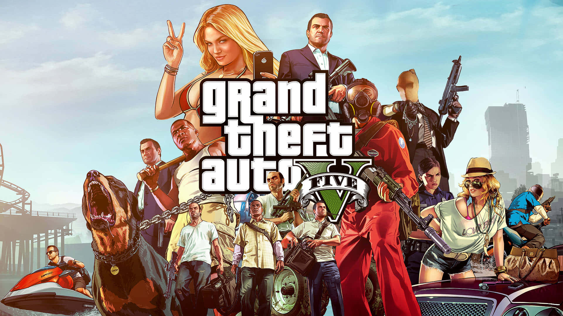 Gta фон Grand Theft Auto Five екран завантаження персонажі Шпалери
