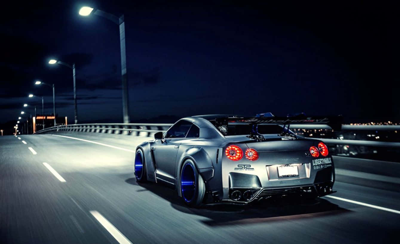 GTR R35 Нічна дорога Шпалери