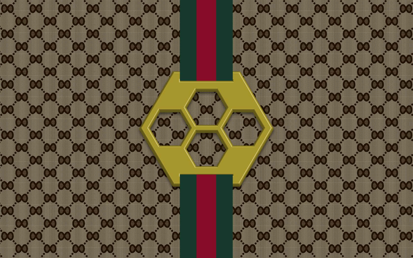 Привабливый золотисто-коричневый фон Gucci Шпалери