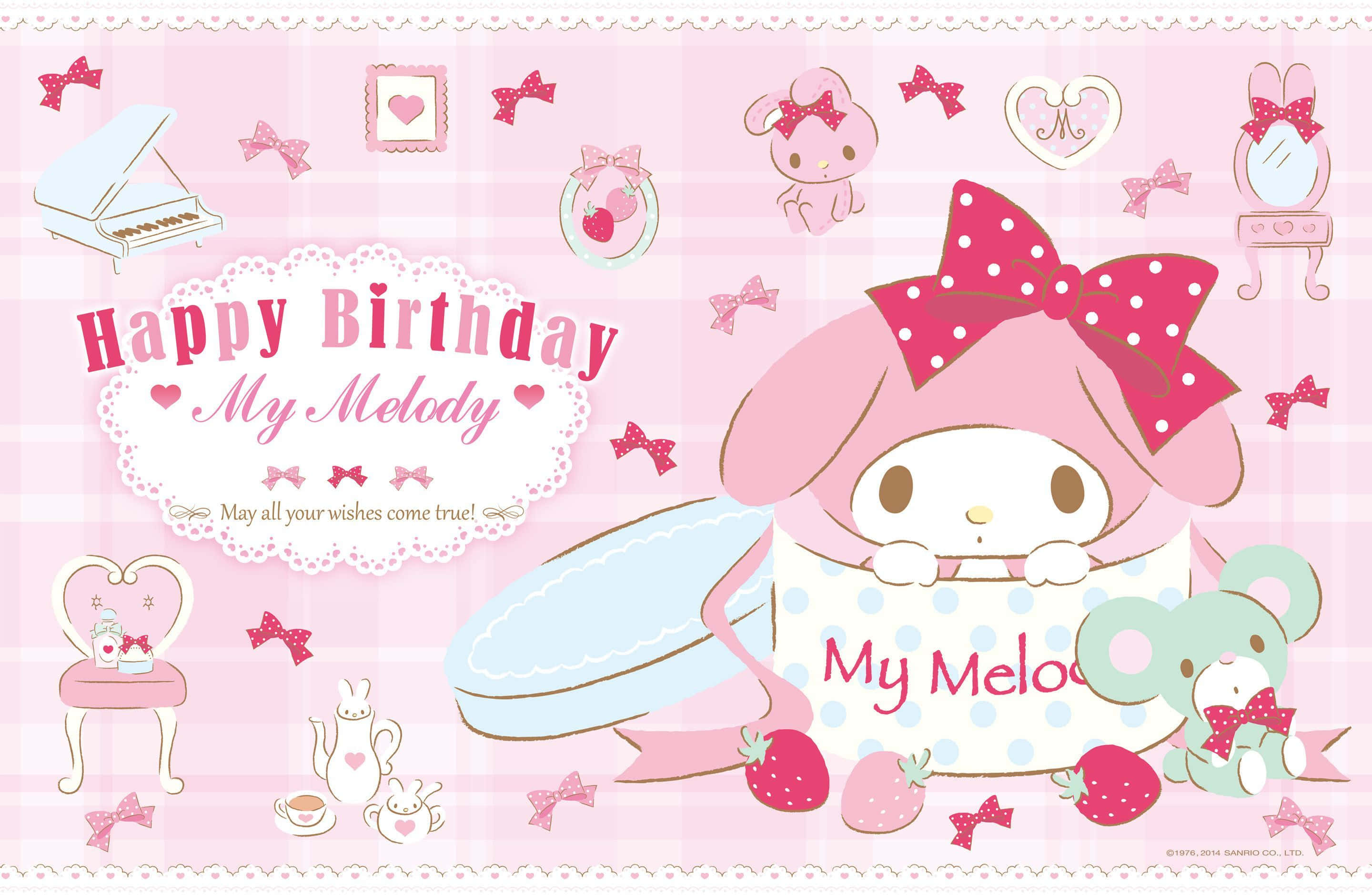 Happy Birthday My Melody для робочого столу Шпалери