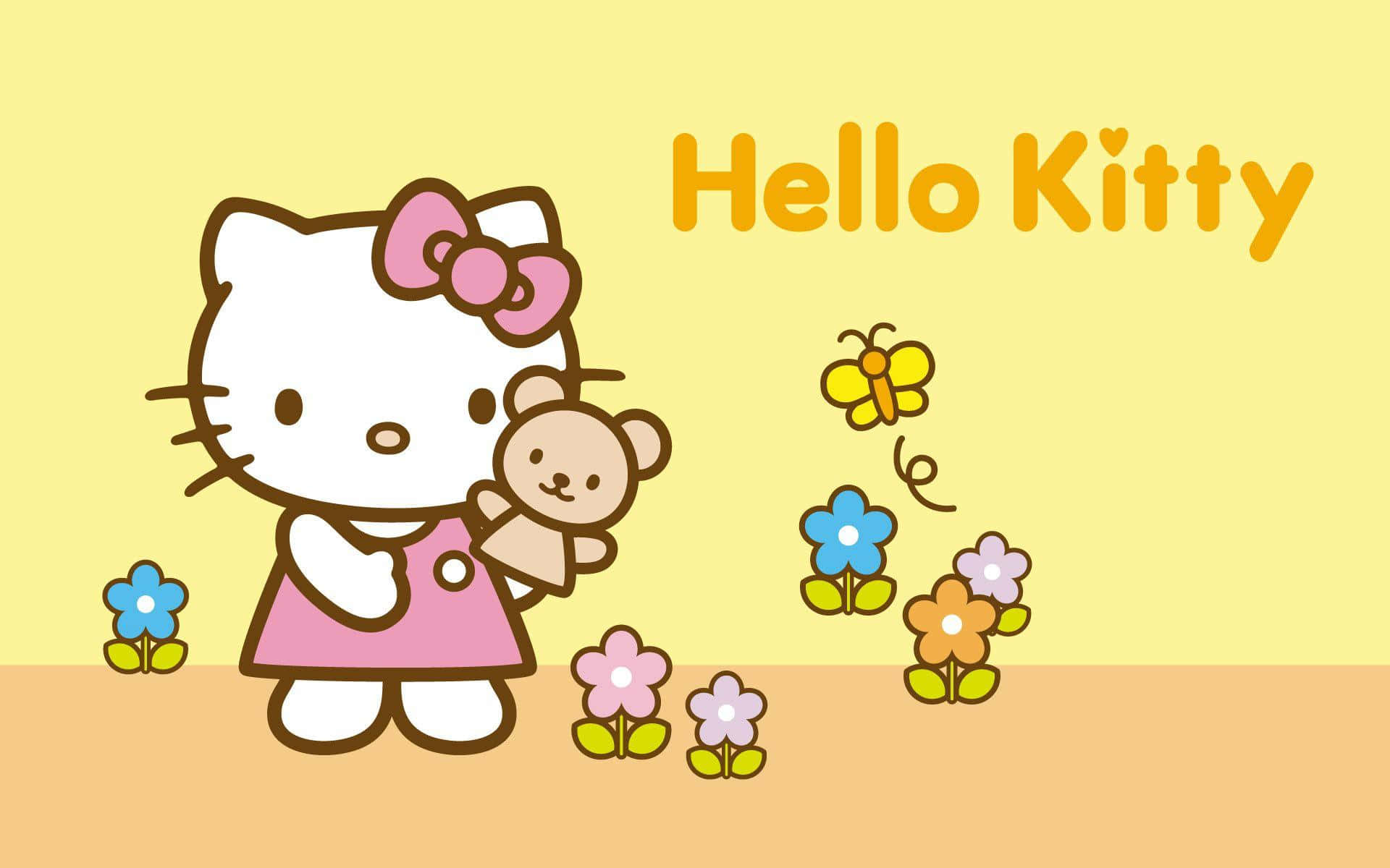 Hello Kitty Ноутбук Квітковий Сад Шпалери