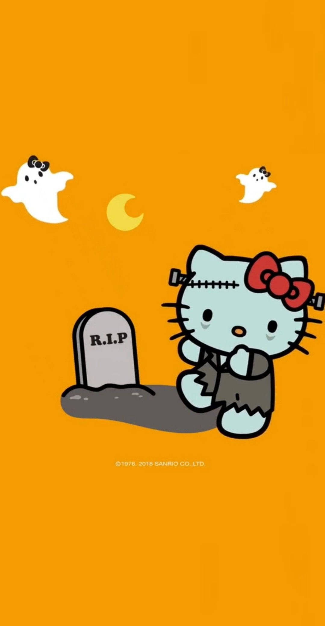 Hello Kitty на Хеллоуин на кладбище Шпалери