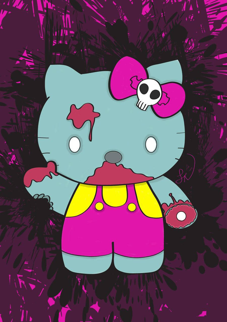 Hello Kitty Хэллоуин жуткие белые глаза Шпалери
