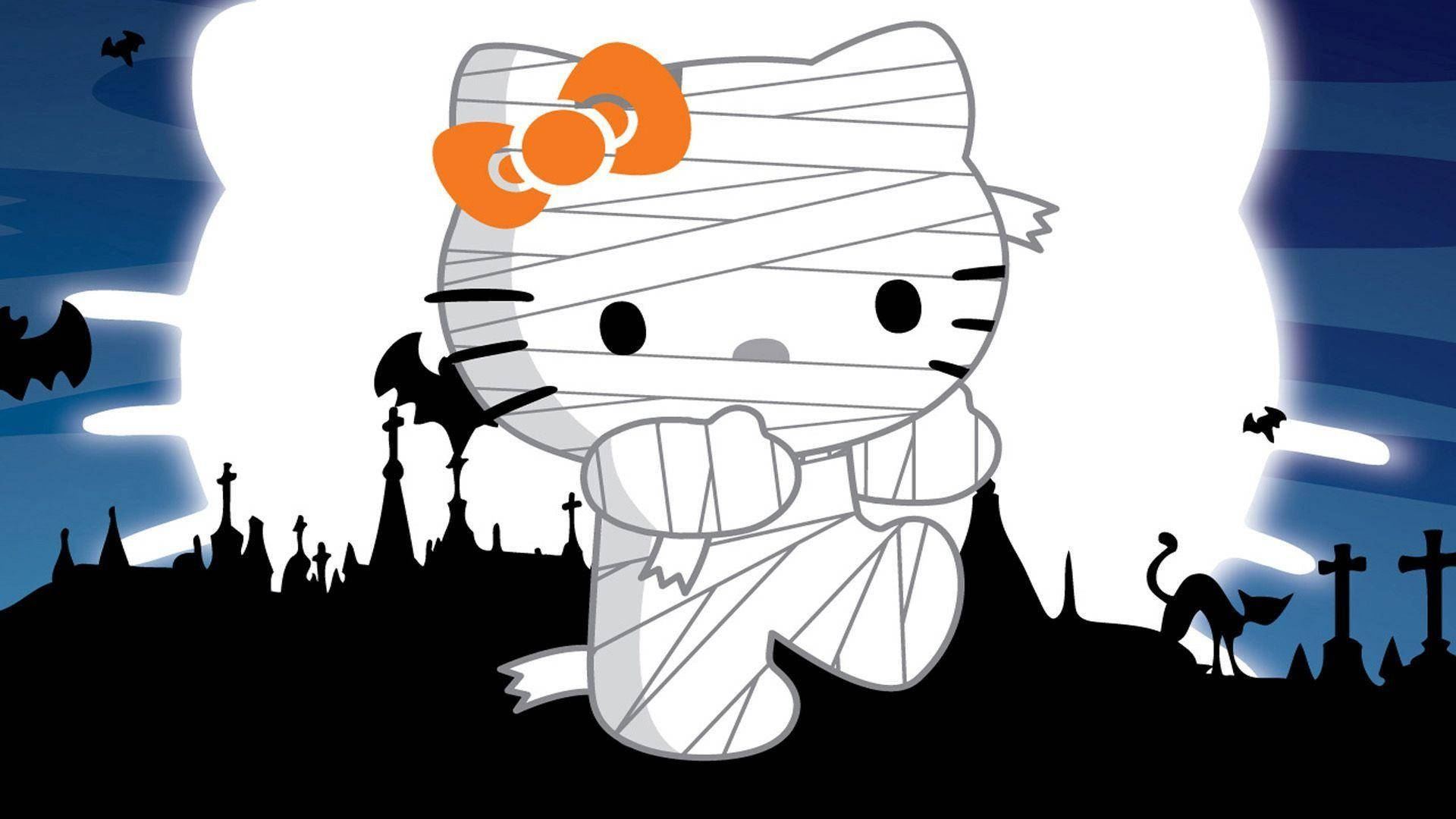 Hello Kitty Хэллоуин Милая Мумия Шпалери