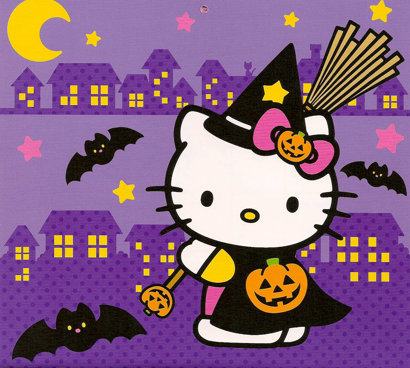Hello Kitty Хелловін Мила Відьма Шпалери