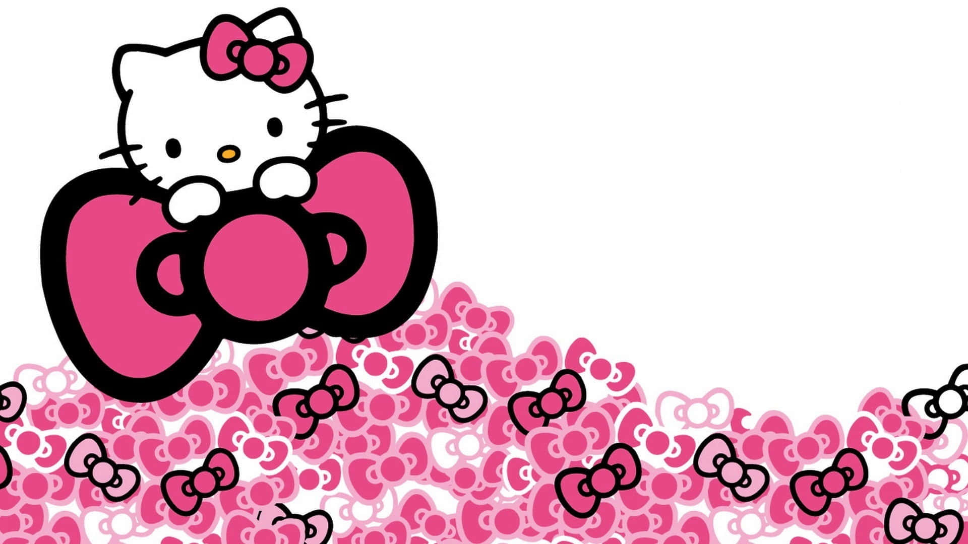 Hello Kitty сидит на бантах фон Шпалери