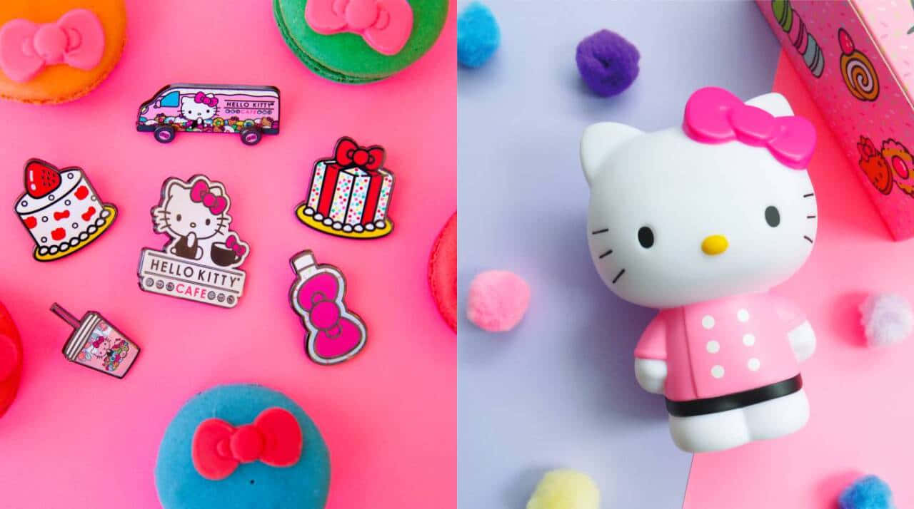Очаровательная Hello Kitty в ее красочном розовом платье! Шпалери
