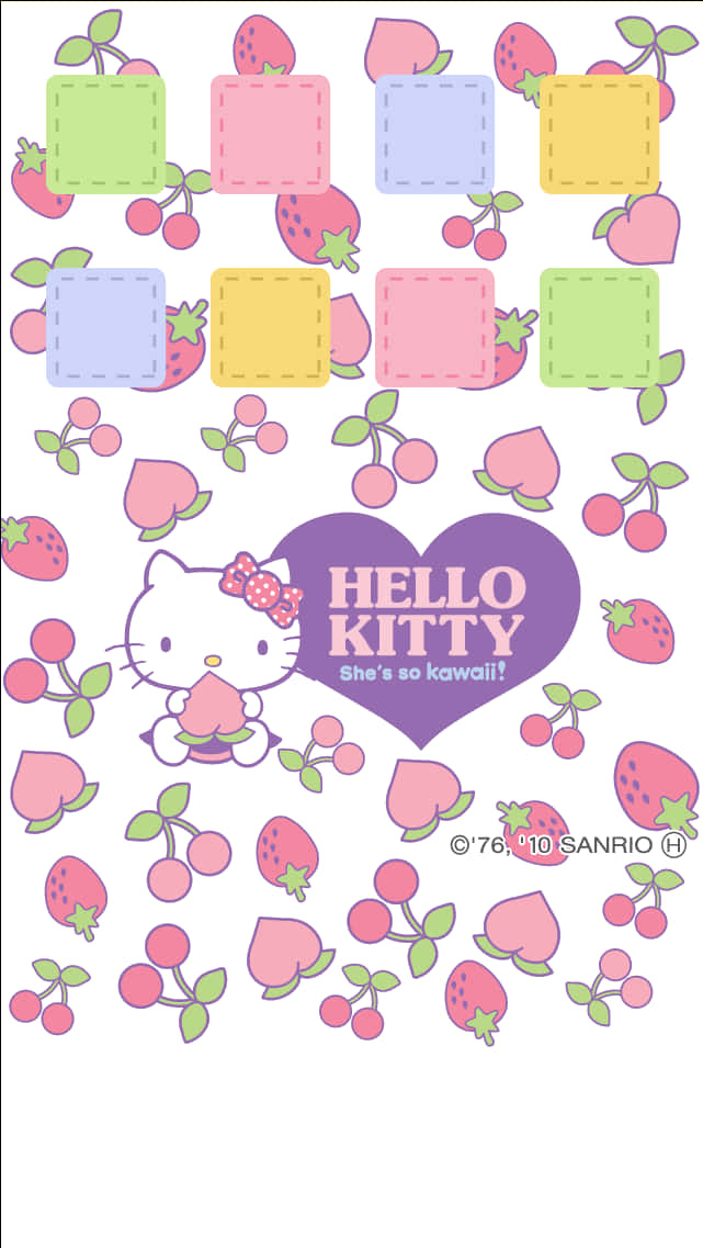 Hello Kitty Кавайний фруктовий принт Шпалери