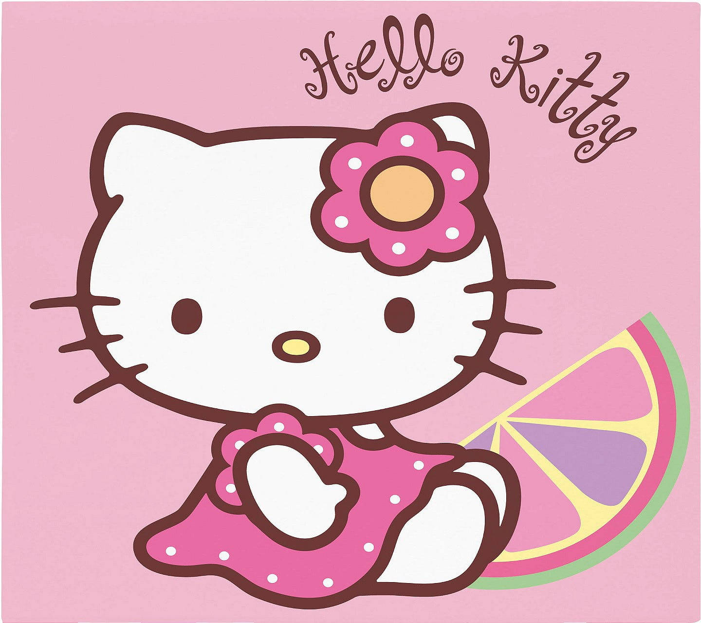 Рожева Hello Kitty з часточкою апельсина Шпалери