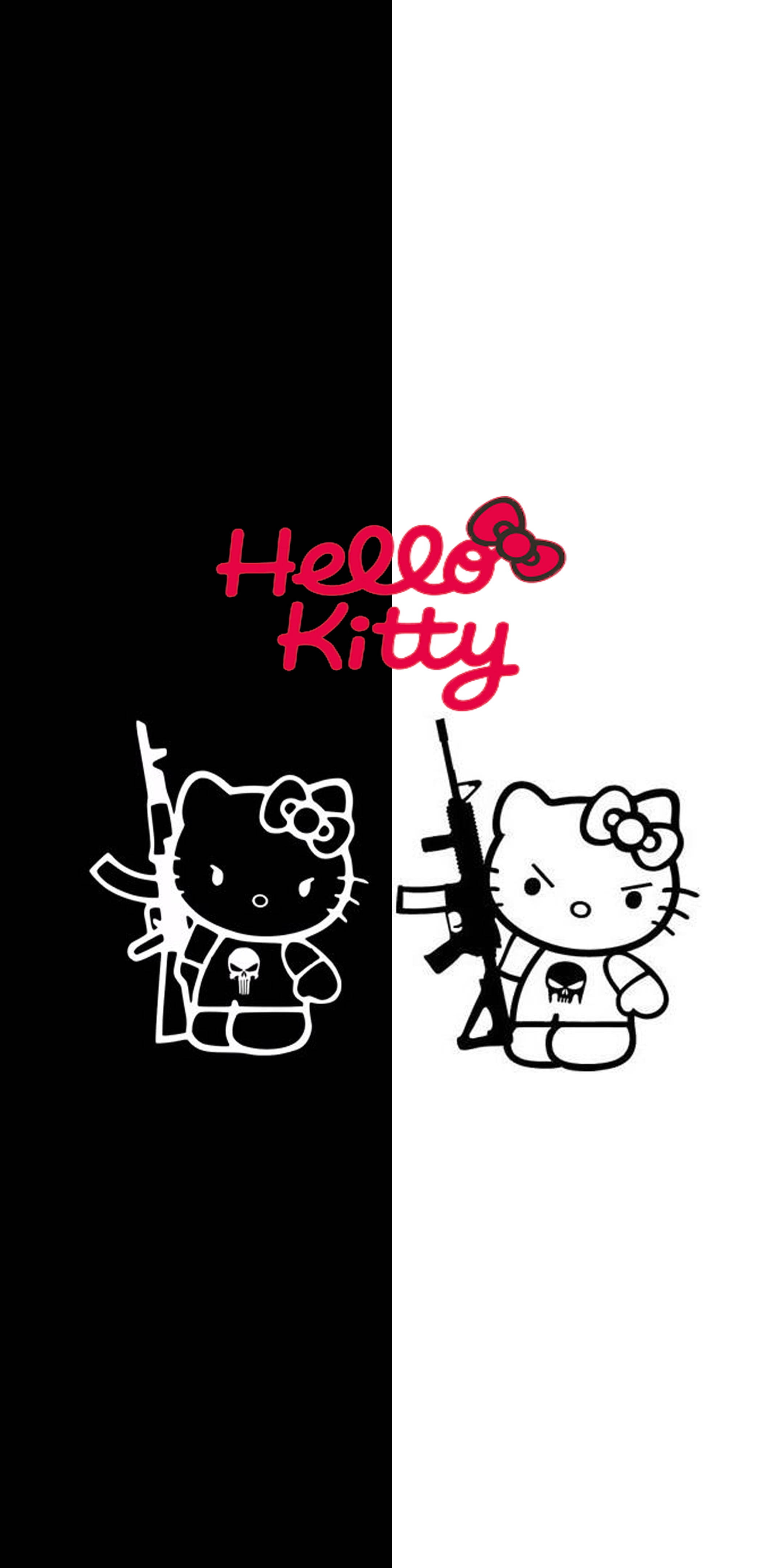 Зла біла та чорна Hello Kitty Шпалери