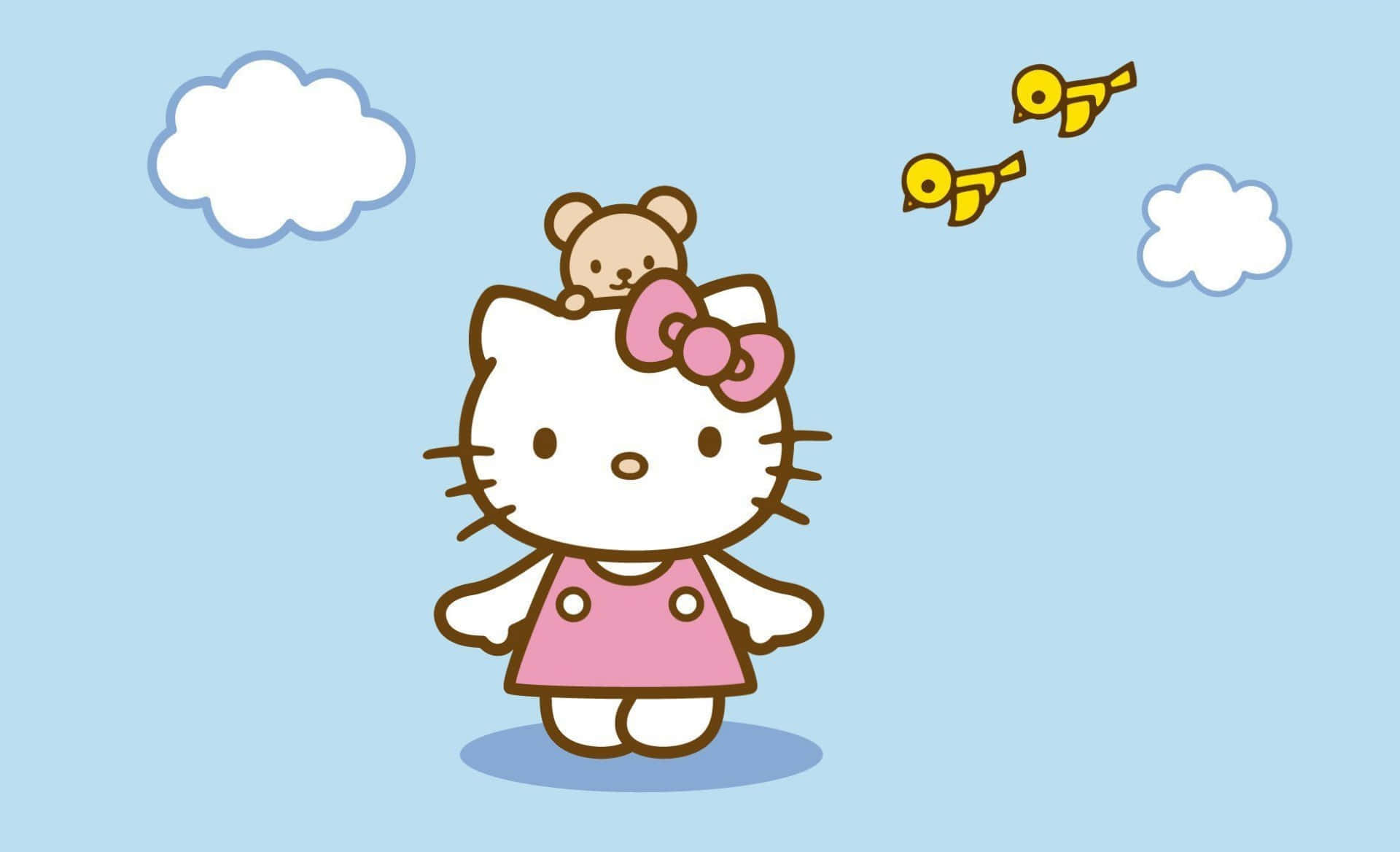 Hello Kitty ноутбук птахи та хмари Шпалери