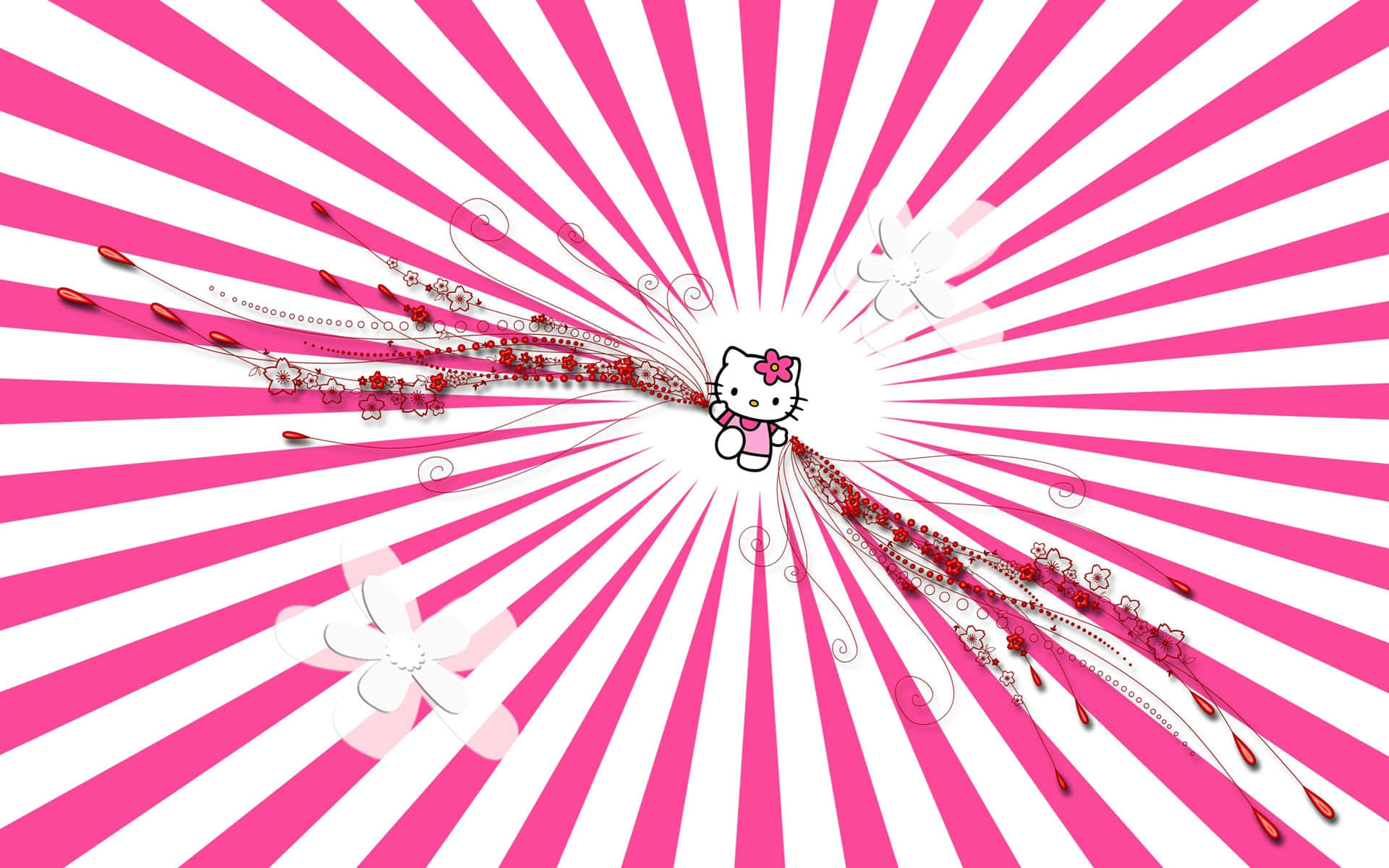 Фон Hello Kitty у рожево-білу смужку швидкості Шпалери