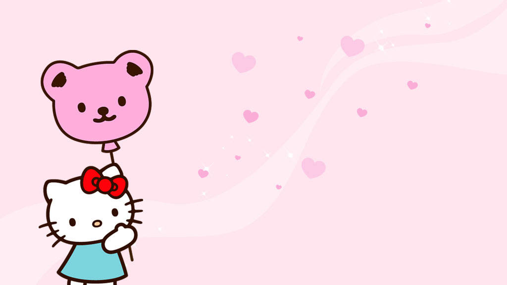 Естетика Hello Kitty з ведмедиком-кулькою Шпалери