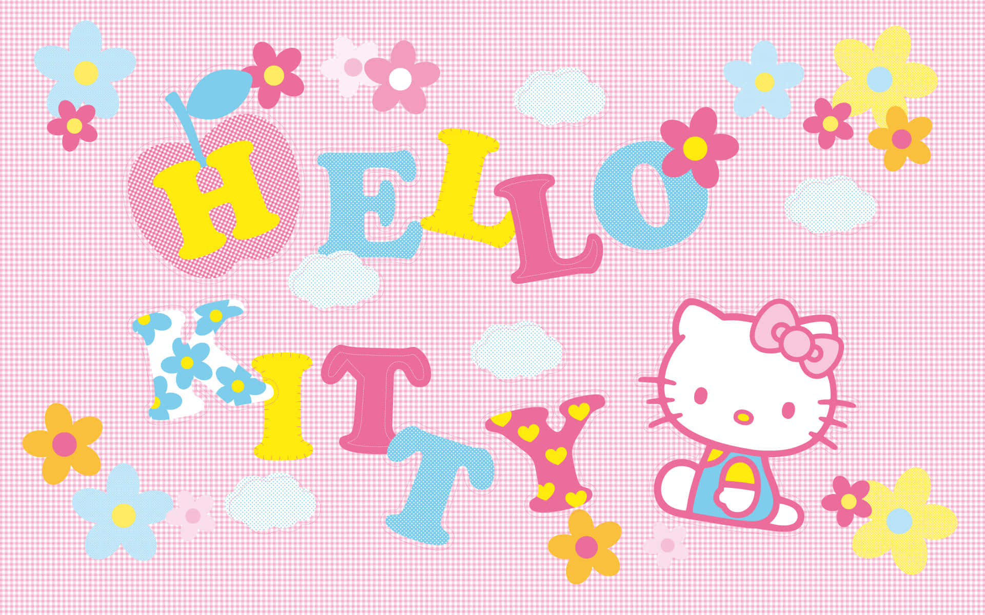 Hello Kitty рожевий квітковий естетичний фон Шпалери