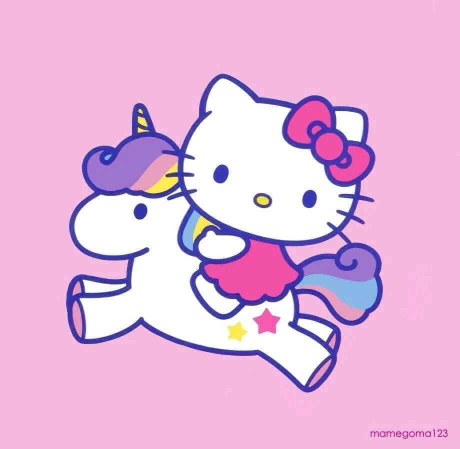Hello Kitty PFP з єдинорогом у мультяшному стилі Шпалери