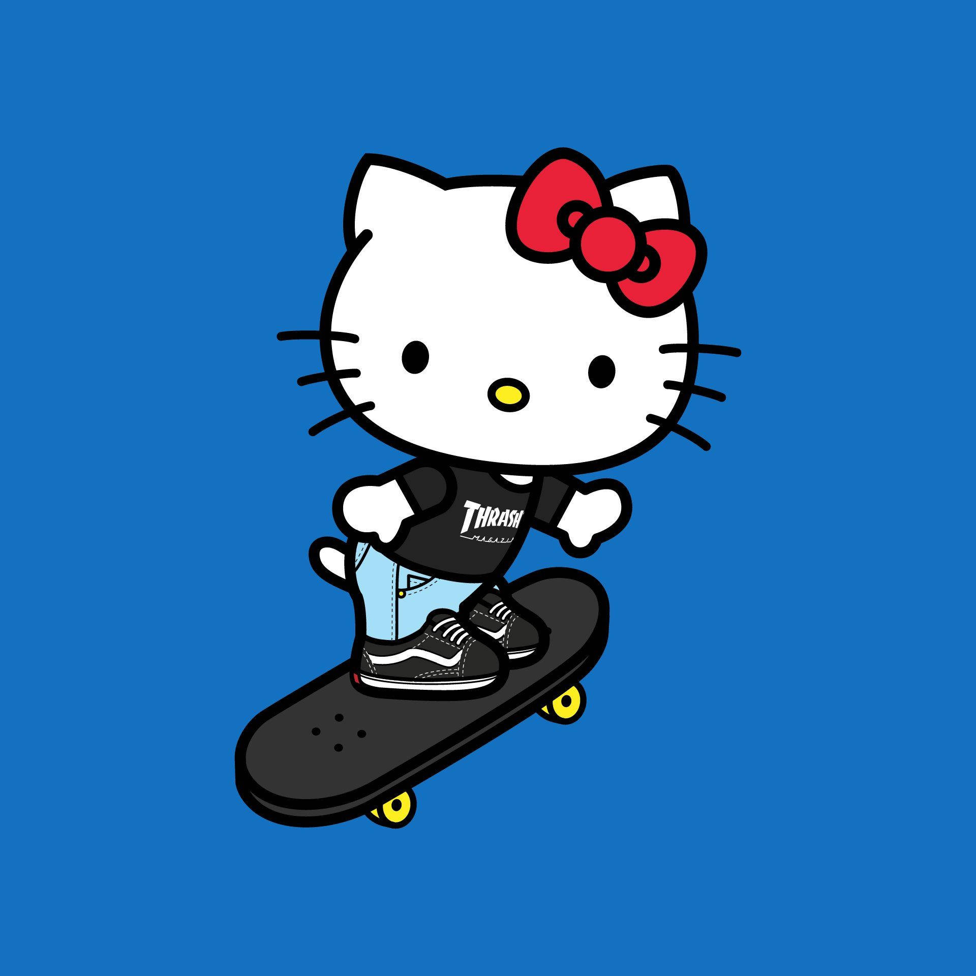 Анімаційний персонаж Hello Kitty PFP на ковзанах Шпалери
