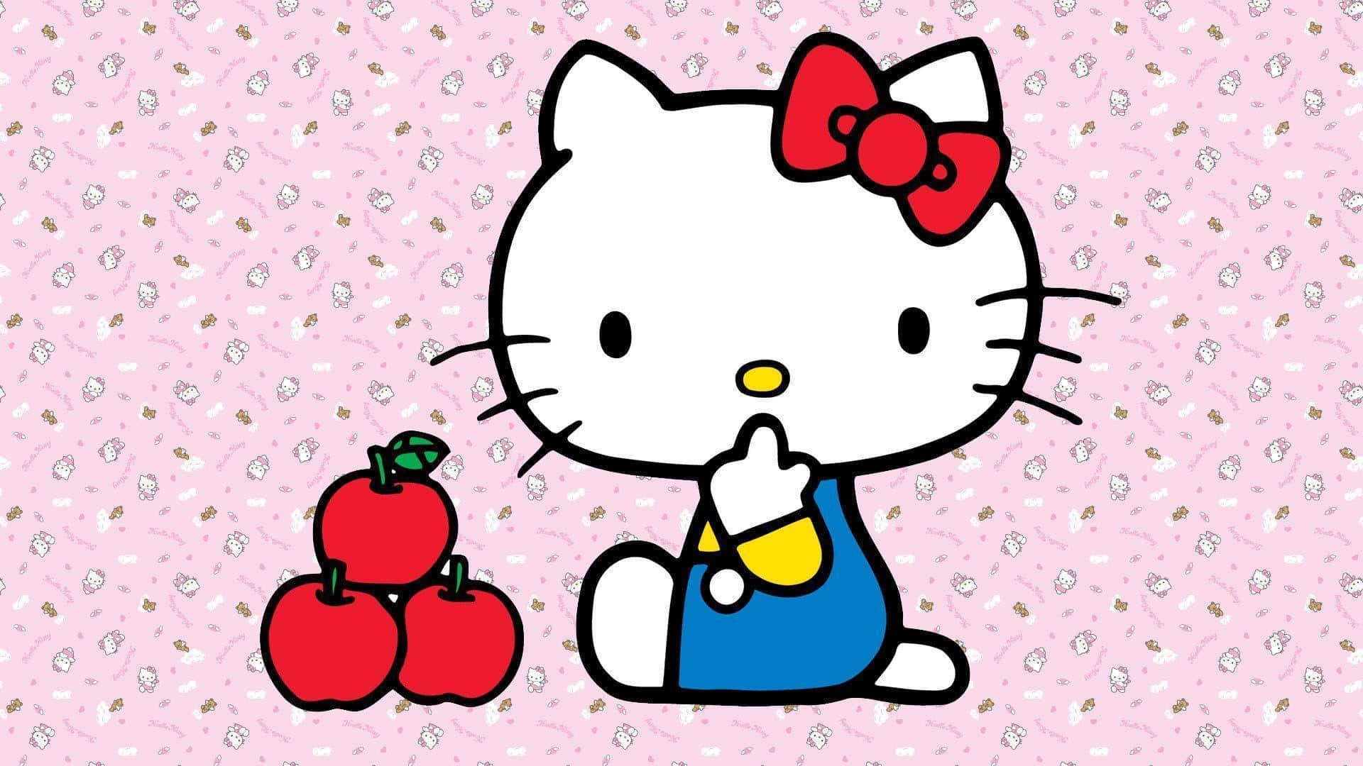 Hello Kitty поруч с яблоками Шпалери