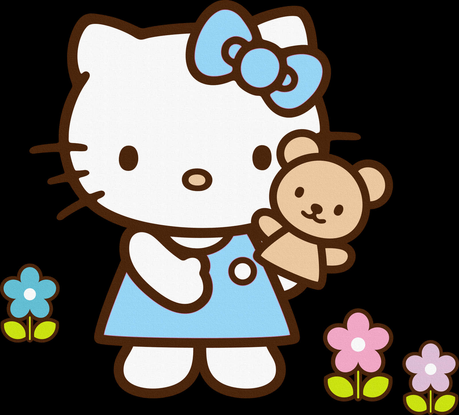 Hello Kitty з плюшевим ведмедиком Шпалери