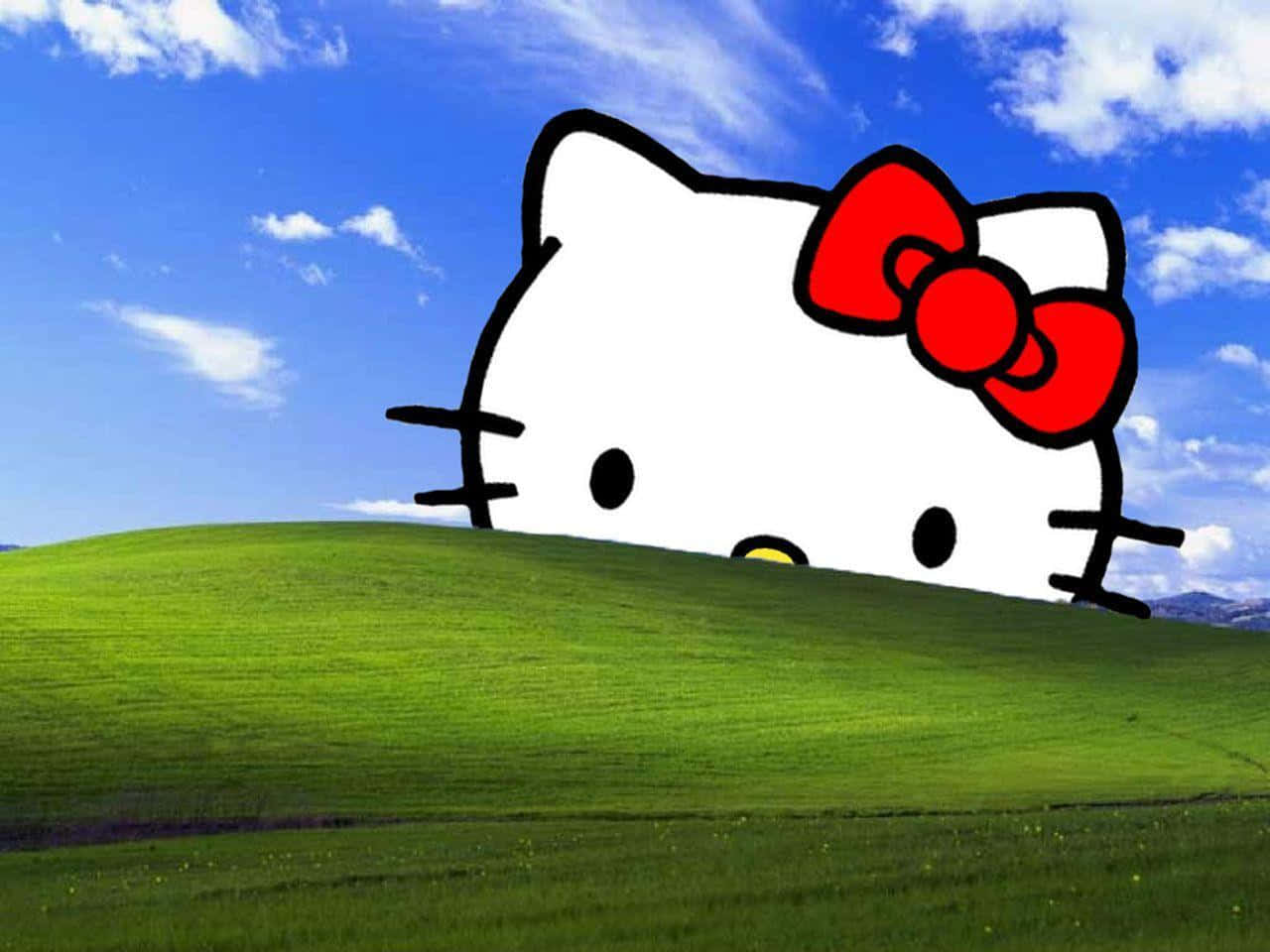 Hello Kitty на пагорбі Windows Шпалери