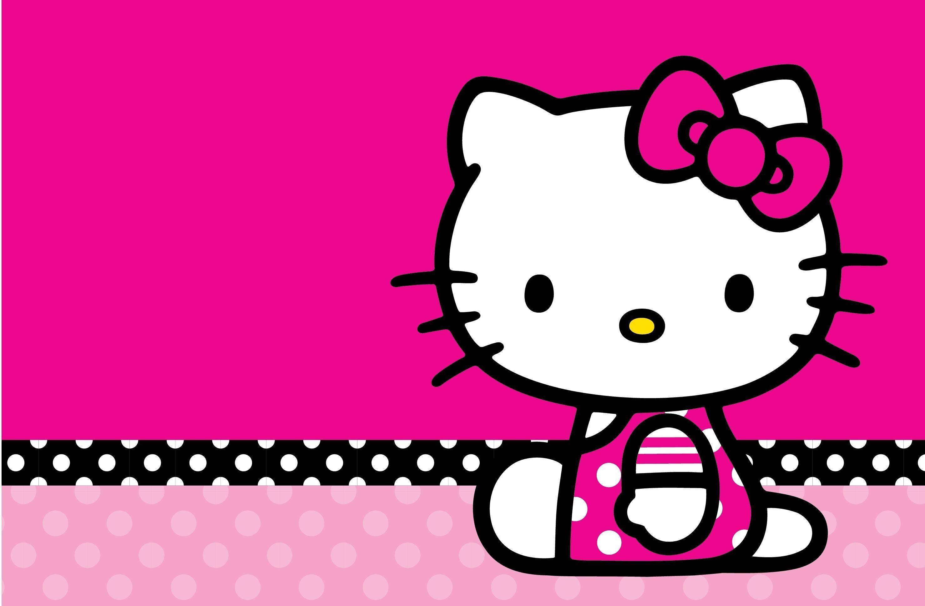 Розова Hello Kitty на секціонированному фону Шпалери