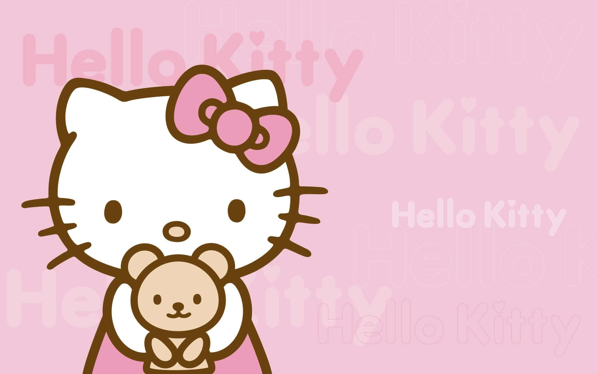 Hello Kitty з м'якою іграшкою на фоні Шпалери