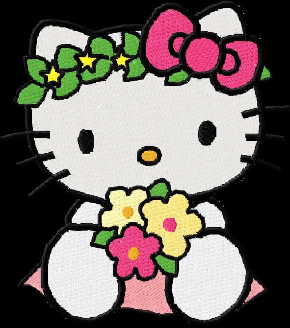 Hello Kitty квіткова вишивка Шпалери