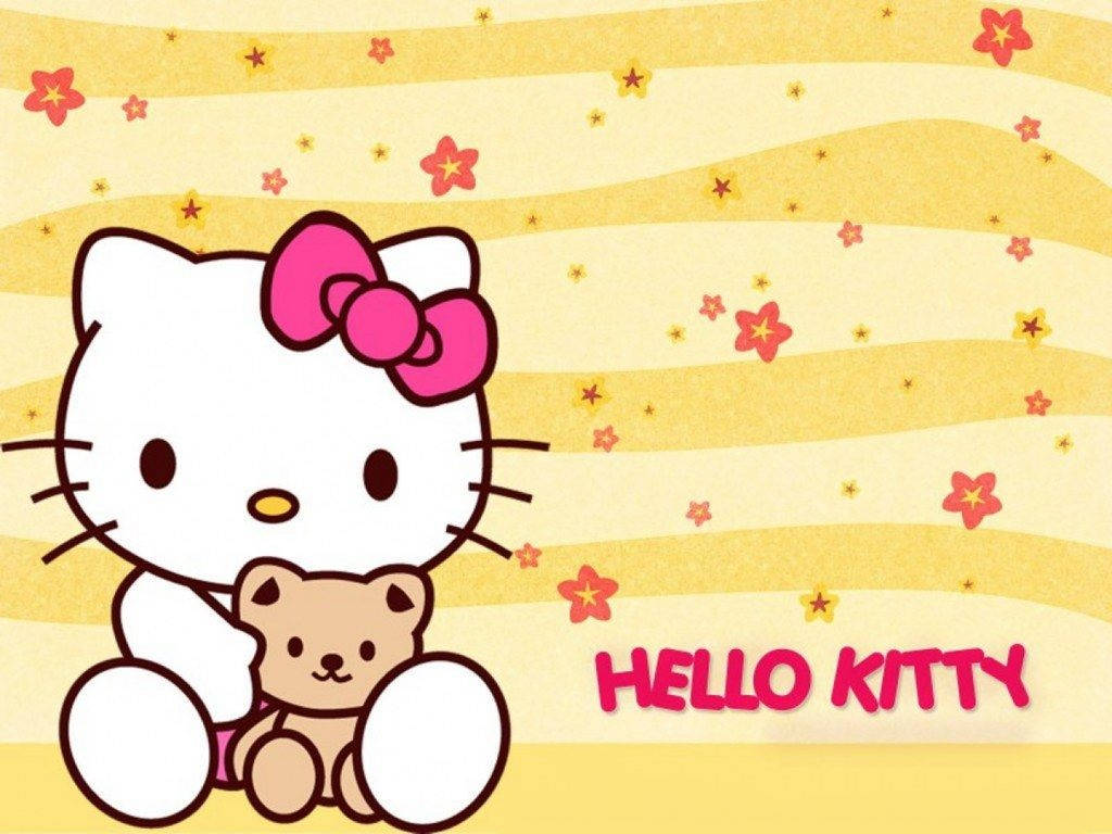Hello Kitty на милому жовтому фоні Шпалери