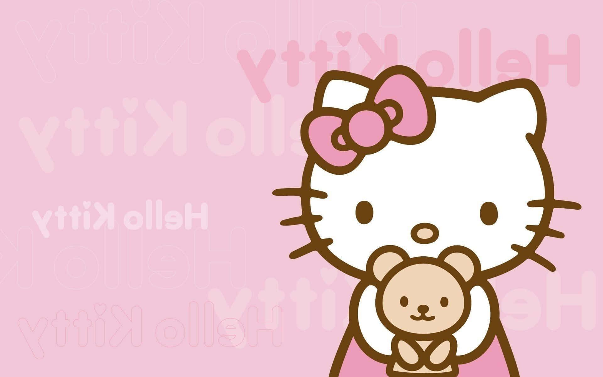 Hello Kitty на тлі перевернутого імені Шпалери