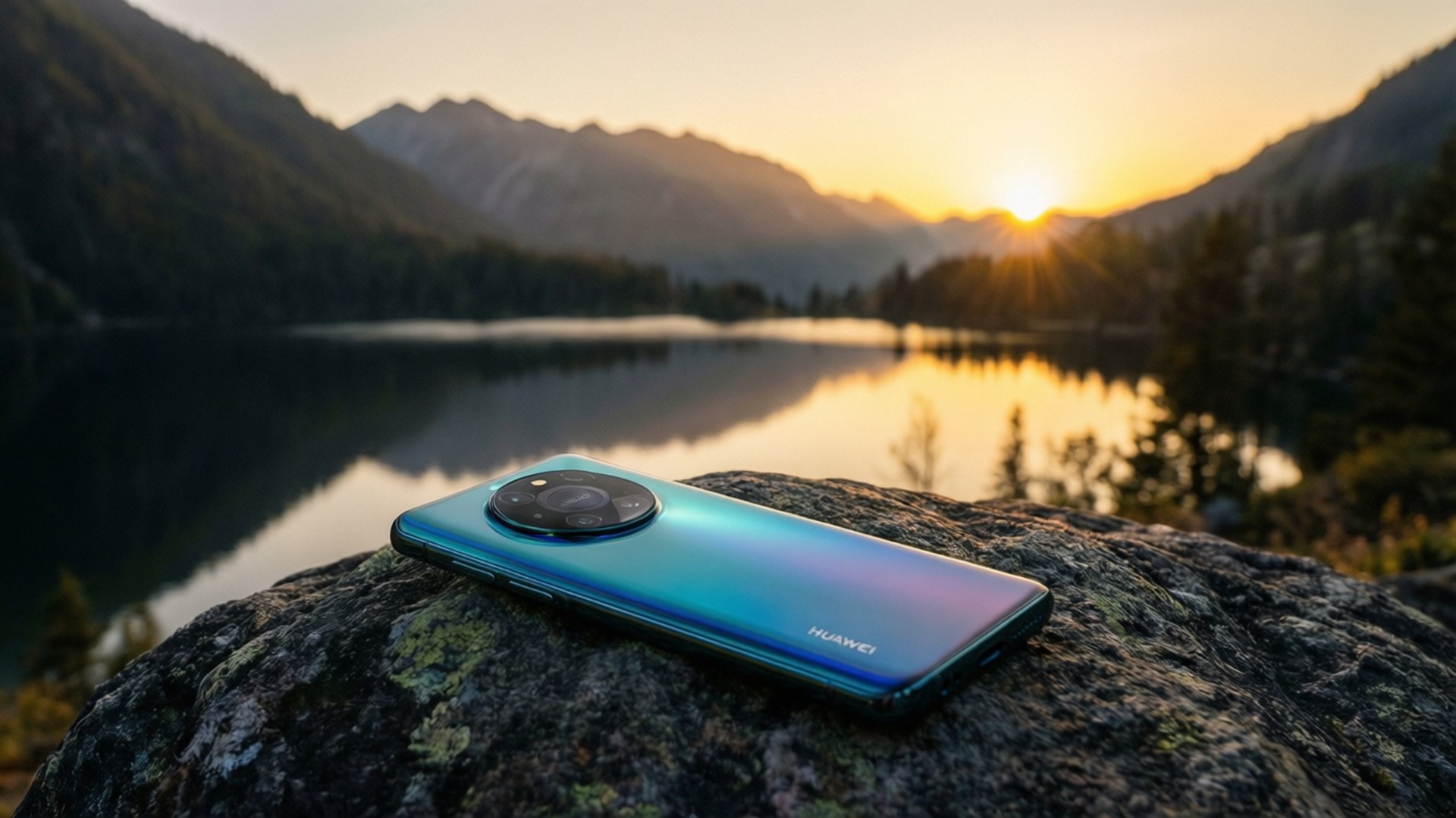 Закат на озері с Huawei Шпалери