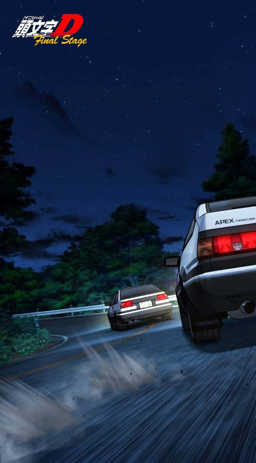 Нічна гонитва на авто в стилі Initial D Шпалери