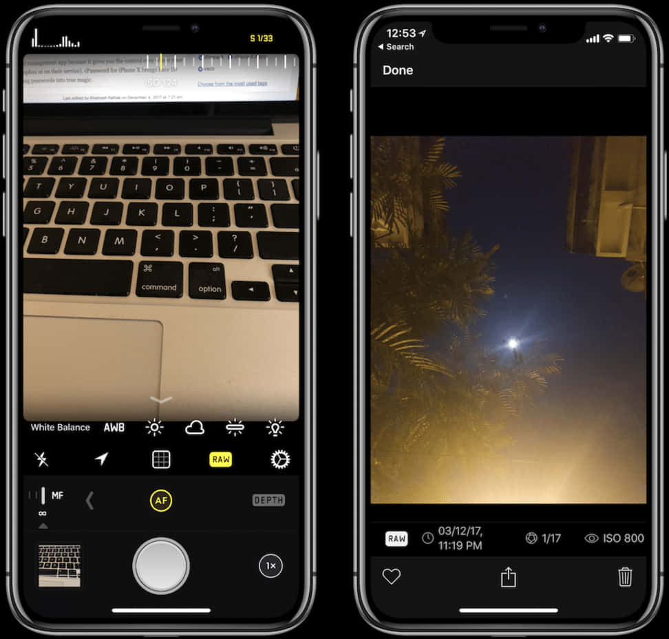 Інтерфейс камери iPhone 12 нічна зйомка Шпалери