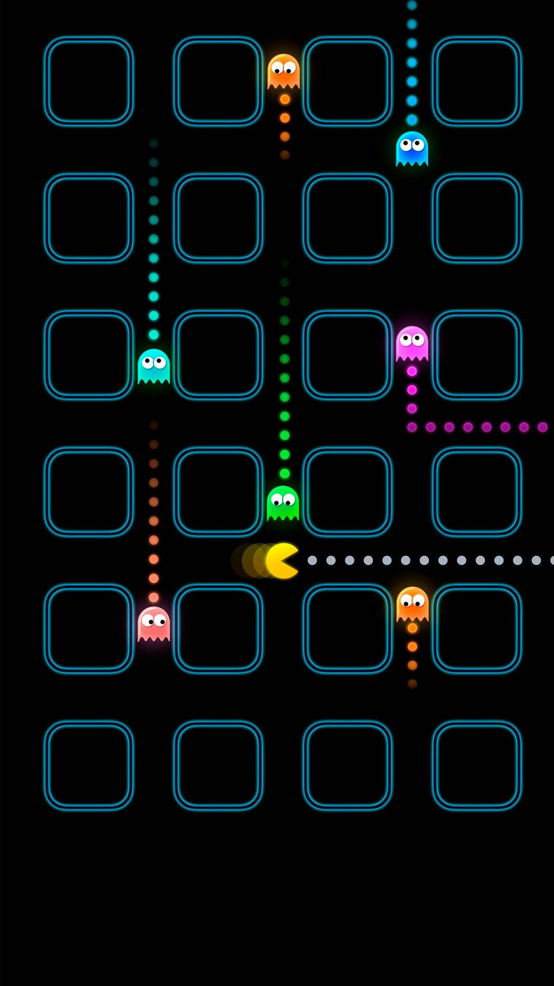 iPhone Gaming Pacman їсть привидів Шпалери