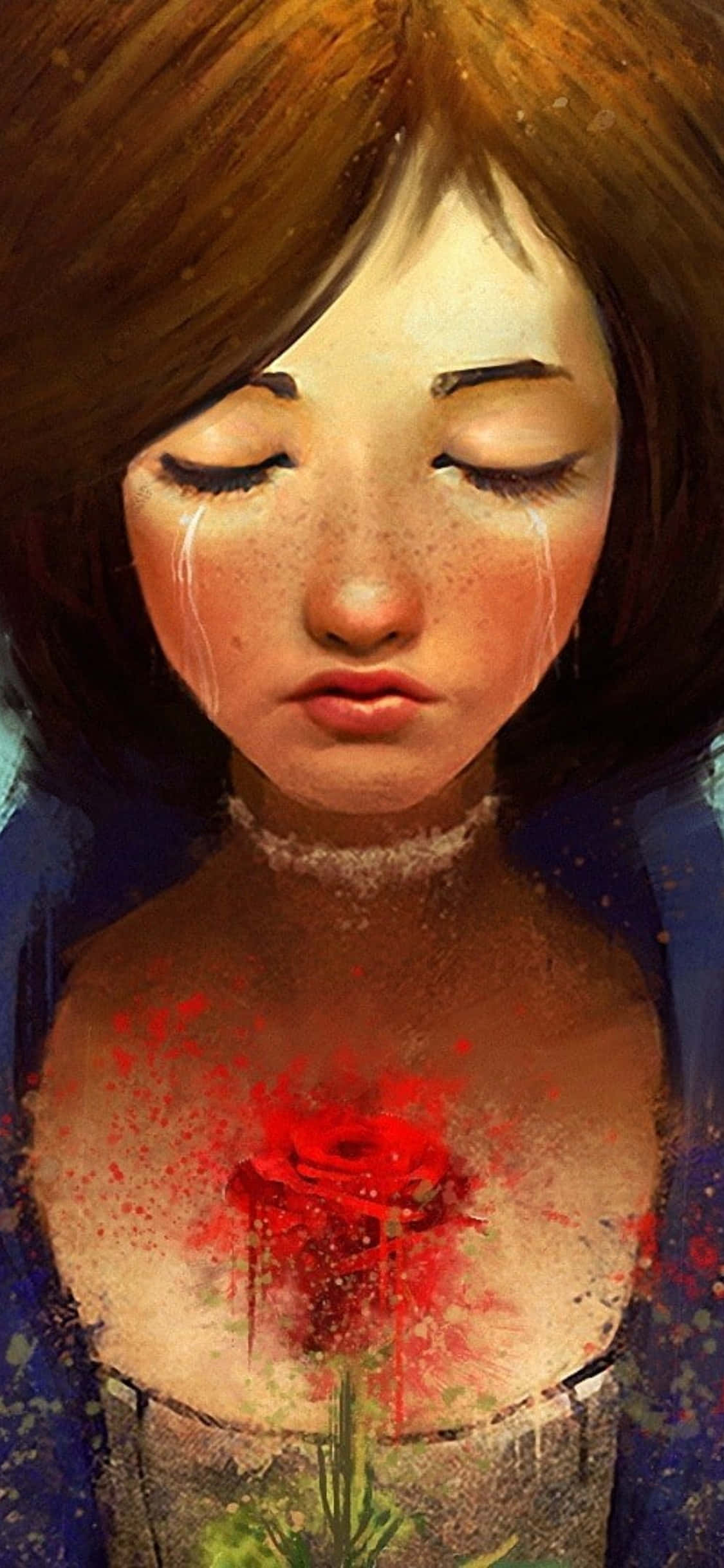 Фан-арт малюнок Елізабет, що плачет, для фону iPhone X Bioshock Infinite Шпалери