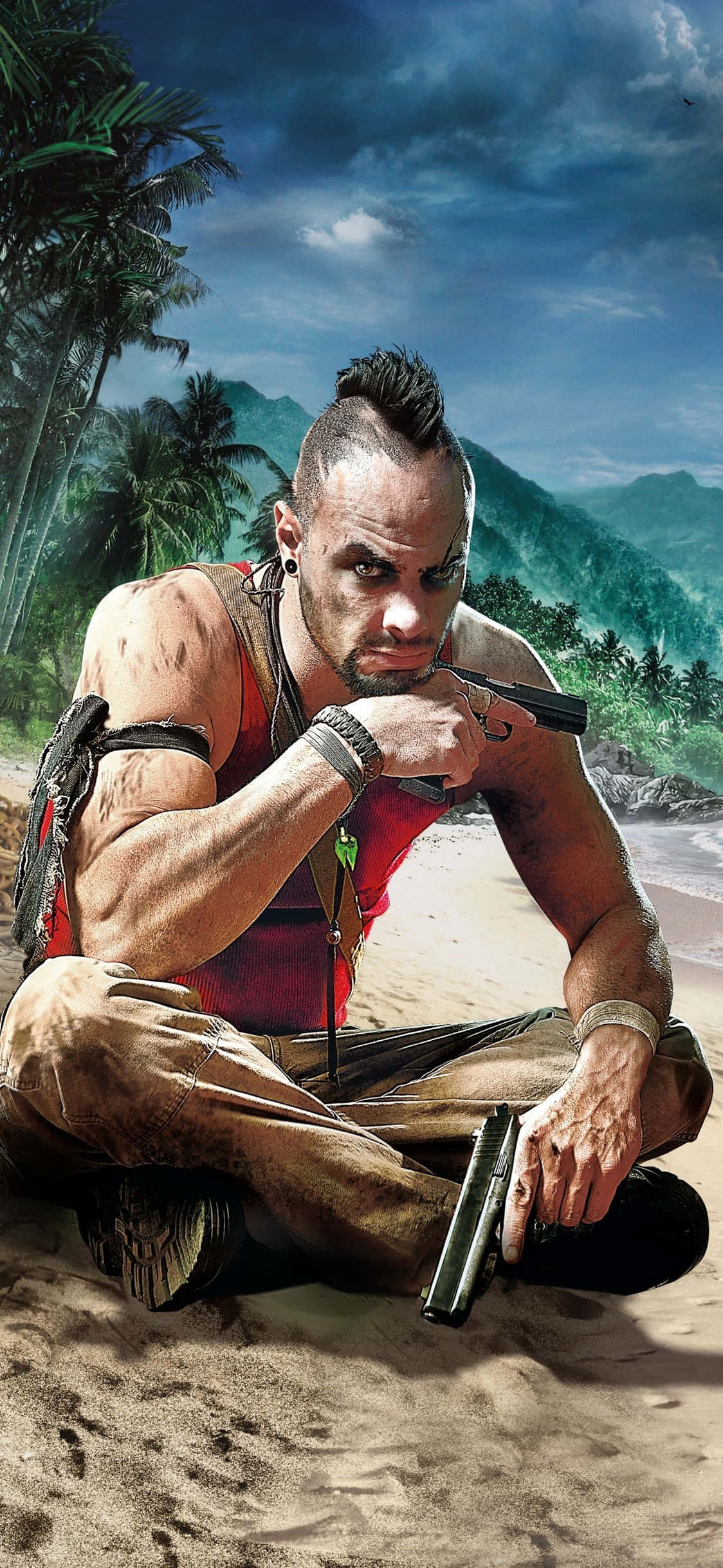 iPhone X Far Cry 3 фон с Васом Монтенегро на песке Шпалери